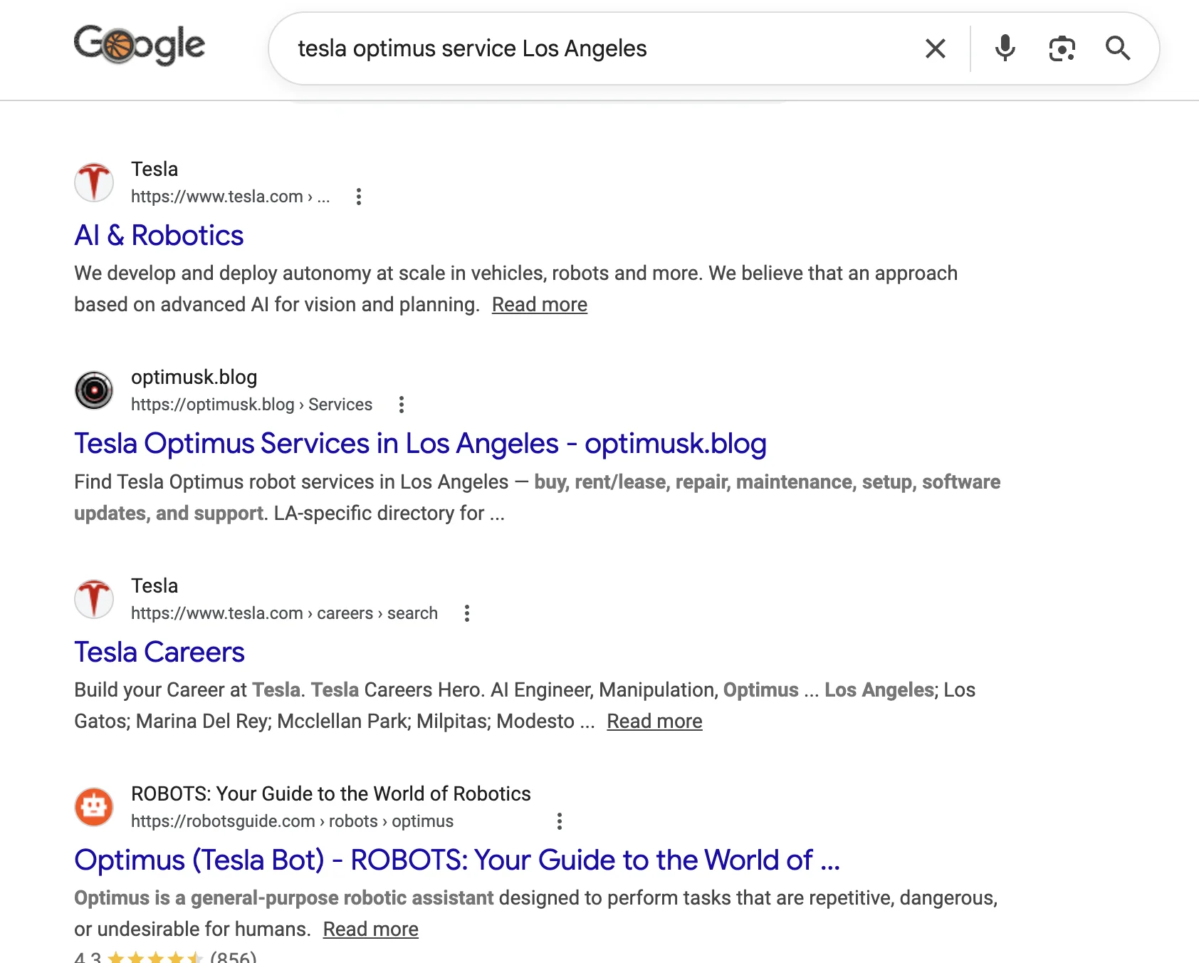 Google search: tesla optimus service Los Angeles — optimusk.blog #2